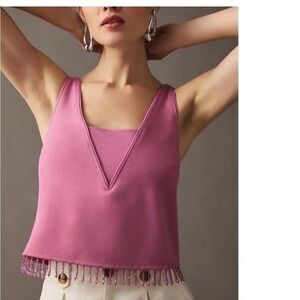 Stylish Purple Tank Top with Beaded Hem